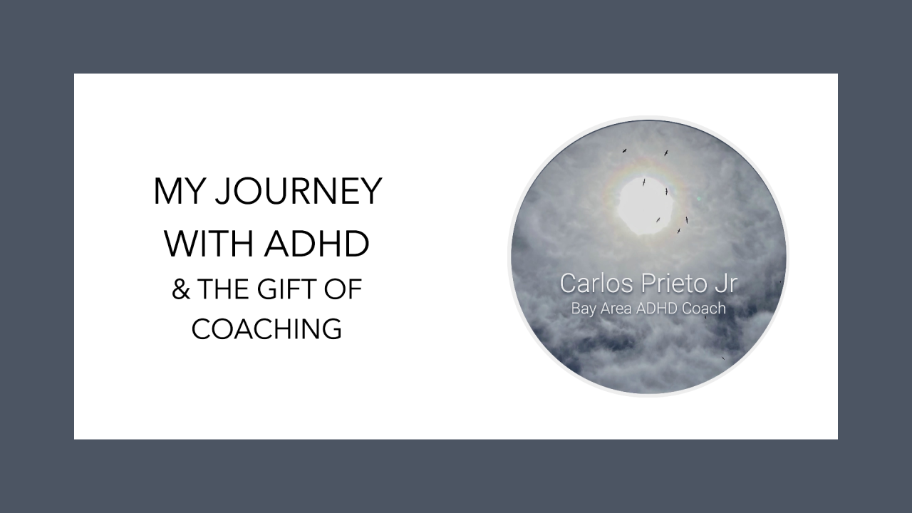 Title card for article written on 4/30/24 about my journey with ADHD and how I became an ADHD coach.